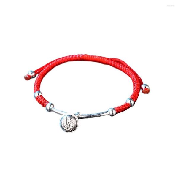 Braccialetti con ciondoli Stringa di corda rossa Braccialetto leggero Fatto a mano Stile semplice alla moda Gioielli delicati Accessorio da donna