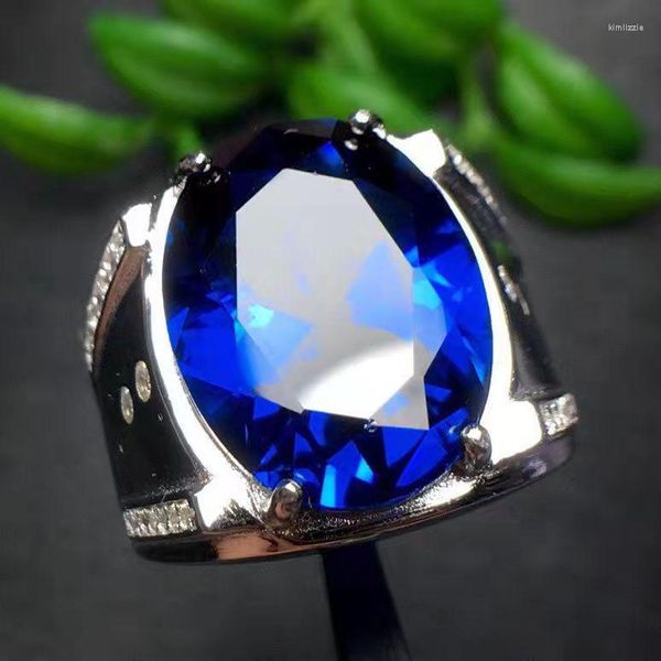 Кластерные кольца 19 сапфирового мужского кольца супер -синий агрессивный Royal Live
