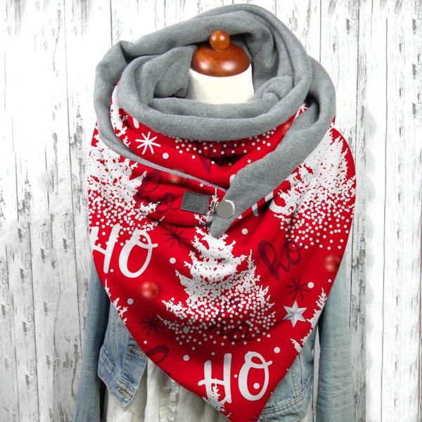 Sciarpe Button Soft Wrap Donna Inverno Natale Pupazzi di neve Stampa Scialli caldi Sciarpe Bandana Wraps