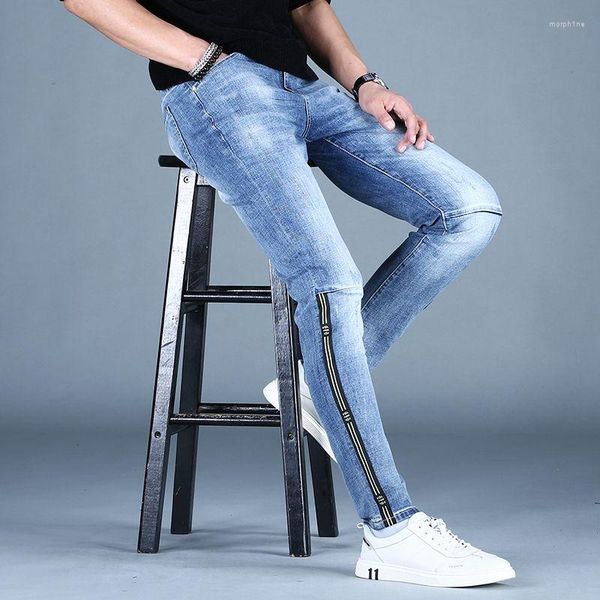 Herren-Jeans, Sommer-Stil, luxuriöse Herren-Jeans, Slim-Fit, Stretch-Denim, für die Arbeit, bequem, lässig, Streetwear, Designer, Freund