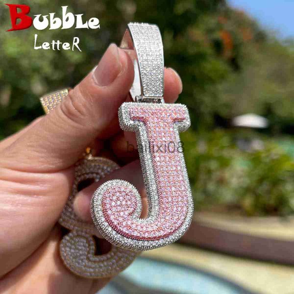 Collane con ciondolo Bubble Letter Jewelry Single Initial Neckle per le donne Ciondolo ghiacciato con montatura a due strati Charms Hip Hop J230620