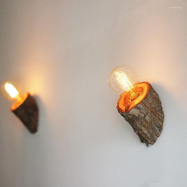 Lampade da parete Lampada da comodino a LED in legno massello creativo El Corridor Restaurant Field
