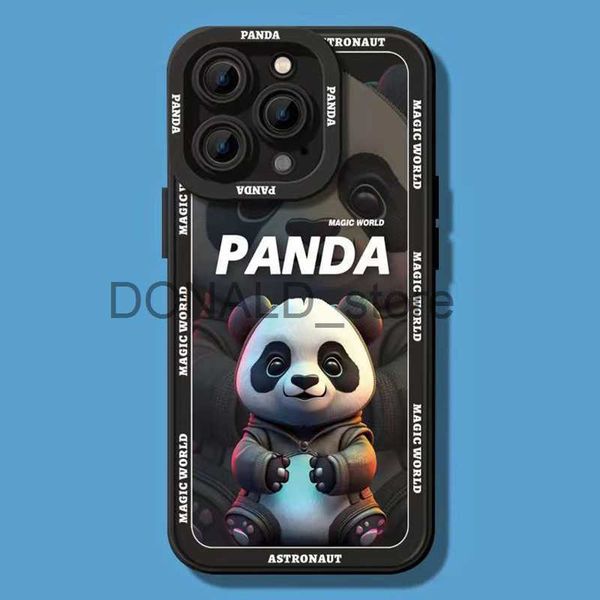 Casos de telefone celular Fun Panda Phone Case Para iphone 14 13 12 11 X XR XS Max 8 7 6 6Plus 7Plus 8Plus 14Pro 13Pro Proteção da lente capa do telefone J230620