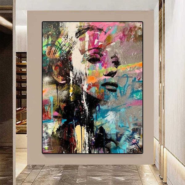 Graffiti Retrato Wall Art Poster Abstrato Mural Decoração de Casa Moderna Impressão de Imagens Pintura em Tela Sala de Estar Quarto Decoração L230620