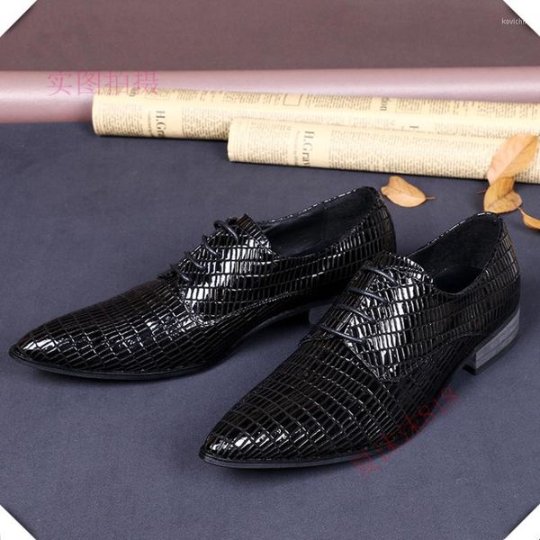 Scarpe eleganti Christia Bella Fashion Plus Size Punta a punta Business Formale Maschile Traliccio Oxford in vera pelle Scarpe stringate da uomo