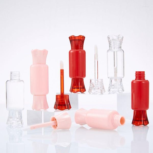 Brilho labial 10 peças Tubo de esmalte em forma de doce Recipiente vazio para garrafas recarregáveis Suporte transparente de plástico para amostras de maquiagem faça você mesmo