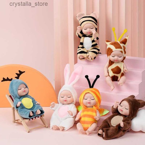 Boneca Baby Sleep Simulação Rebirth Soothe Doll 11*5CM Bonecas de Plástico Menina Brinquedos e Roupas Acessórios L230518