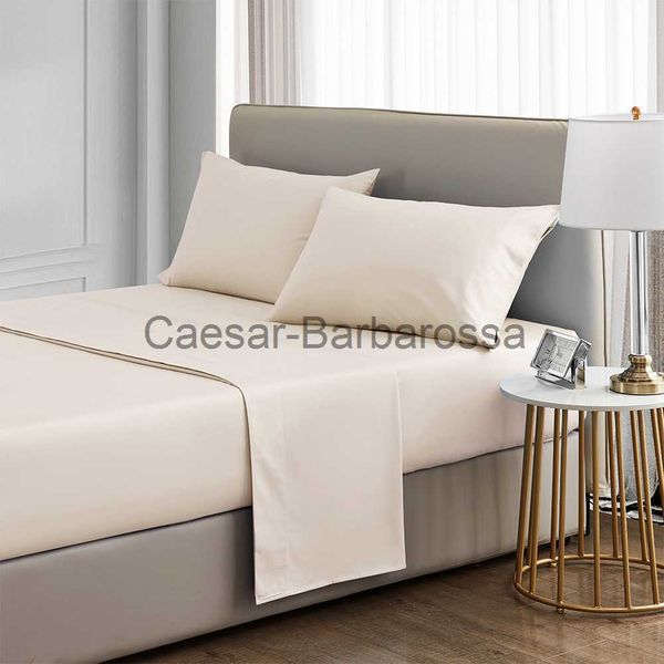 Conjuntos de cama Conjuntos de cama A Set Nordic Simple Pure Color Bed Products Conjunto de quatro peças Lençol de algodão Lençol com elástico Fronhas Roupa de cama Nuan Series x0620