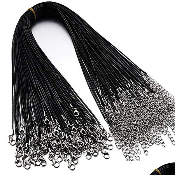 Цепи 18 -дюймовые плетеные кожаные ожерельники Цепочка веревка с лобстером Claw Clasp 1,5 мм MTI цвет водонепроницаемый тк -тк для OJ