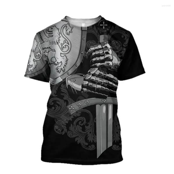 Magliette da uomo Armatura di leone scozzese da uomo Abbigliamento da gioco di ruolo T-shirt stampata in 3D Top casual a maniche corte estivo