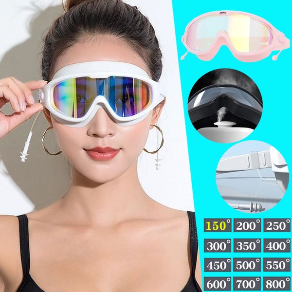 gözlük yüzme gözlükleri yetişkinler su geçirmez yüzmek dalış maskesi gözlük UV anti sis ayarlanabilir espelhado havuzu su spor gözlükleri 230617