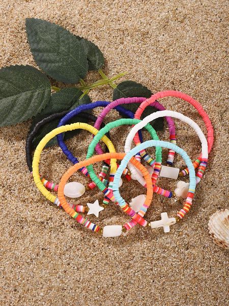 Braccialetti con ciondoli 2023 Beach Folk Wind Manual DIY 4mm Bracciale in morbida ceramica di colore misto