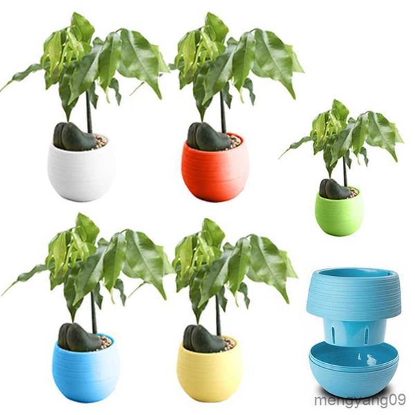 Plantadores Vasos Orquídea Pequenos Mini Coloridos Redondos Vasos de Flores para Plantas de Plástico Decoração para Escritório em Casa Plantador Flor de Vidro com Drenagem Plantas de Interior R230620