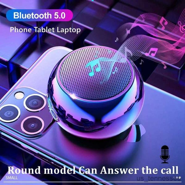Mini alto-falantes Mini alto-falante Bluetooth com caixa de som sem fio Música Celular Metal Alto-falante esportivo Subwoofer portátil R230621