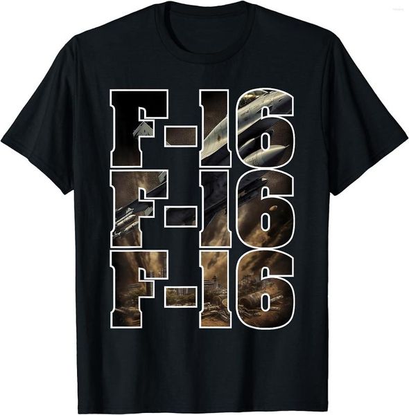 Erkek Tişörtleri F-16 Fighter Falcon Askeri Uçak Erkekler T-Shirt Kısa Kollu Pamuk Pamuk O boyun yazı Gömlek