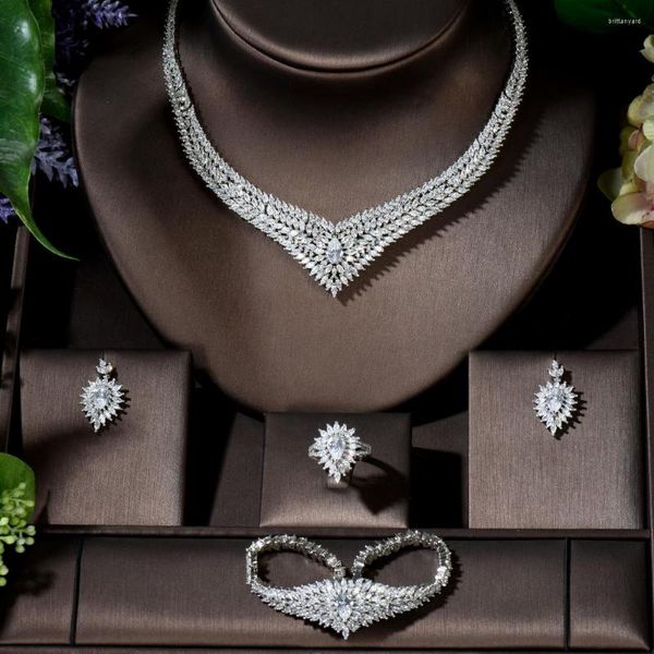 Halskette Ohrringe Set Mode CZ Afrikanischer Schmuck Dubai Ohrring Sets Für Frauen Runder Hochzeitsschmuck Brautmodenschmuck N-1408