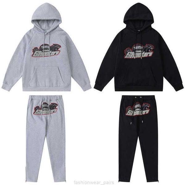 Designer-Modebekleidung Herren-Trainingsanzüge, Hoodies, getestet, Trapstar, rot, schwarz, Tigerkopf, Buchstaben, Handtuch, Stickerei, Tide, Marke, hochwertiges Plüsch-Pullover, Hosen-Set, Tide