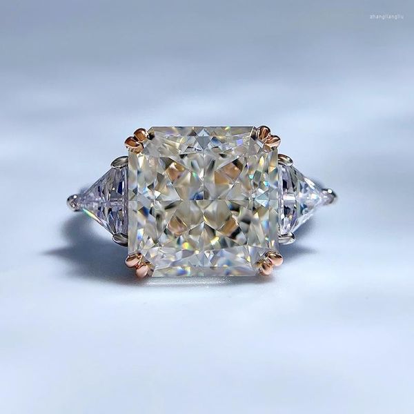 Cluster-Ringe im europäischen und amerikanischen Stil, hoher Kohlenstoffdiamant, S925-Silberring, weißer G-Schliff, 10, rosévergoldet, für Damen