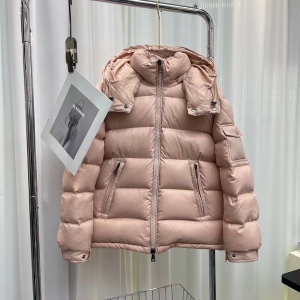 Designer de luxo casaco feminino com capuz de marca grosso macio quente zíper duplo à prova d'água parkas jaqueta rosa tamanho grande 012 casacos femininos de marca superior