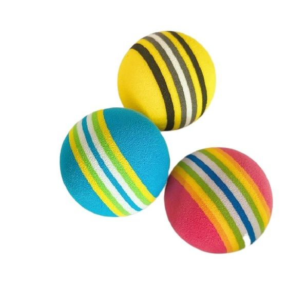 3 Teile/los Haustier Spielzeug Bälle Regenbogen Ball Katze Schaum Bunte Welpen Biss Kauen Lustige Roll Spielzeug Kostenloser Versand Pet Produkte liefert