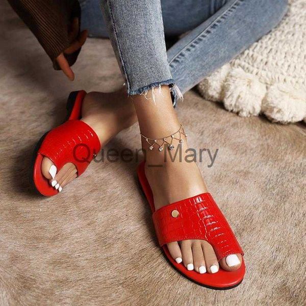 Chinelos Senhoras Chinelos FlatBottomed Vermelho Moda Tendência Feminino Padrão de Pedra Chinelos Simples Moda Verão Novos Sandálias Ao Ar Livre Sapatos J230621