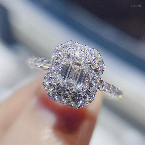 Обручальные кольца блестящий простой дизайн женский с блестящими кубическими циркония