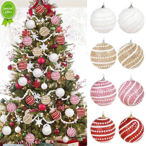 Novo 2/4 pçs 8 cm bolas penduradas de árvore de natal lantejoulas brilhantes espuma de natal pingente decoração de natal para casa 2023 presente de ano novo