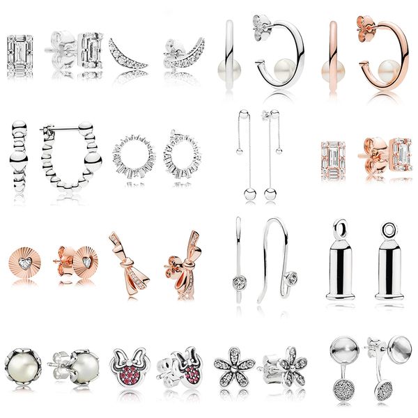 2023 NOUVEAU 100% 925 Sterling Silver Rose Gold Perles Contemporaines Hoop Lunar Light Glacial Earring Fit DIY Women Original Jewelry