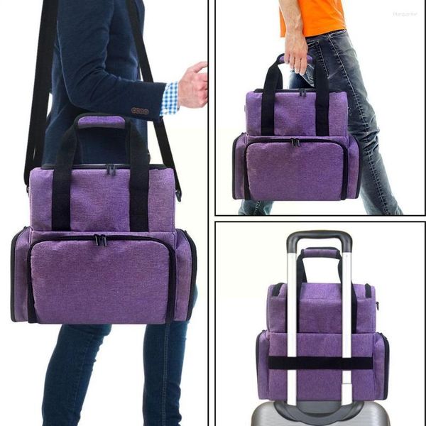 Borse portaoggetti Borsa portatile per smalto a doppio strato Borsa da viaggio Custodia da viaggio Organizer divisore staccabile B7E4