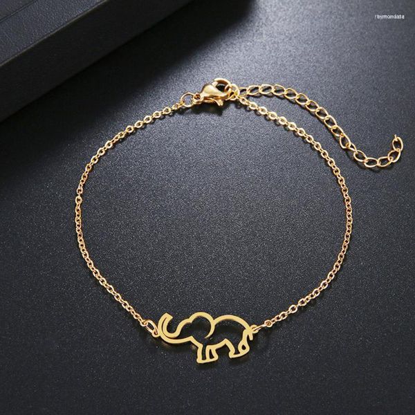 Link-Armbänder, Kette, schlicht und modisch, 18 Karat Gold, Tier-Armband, Edelstahl, hohler Elefant, weiblich, Link Raym22