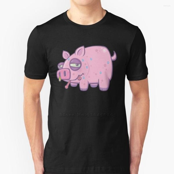 Herren T-Shirts Cartoon Schweinegrippe Schwein Trend T-Shirt Männer Sommer Hochwertige Baumwolle Tops Schleim Clip Art Kalte Krankheit