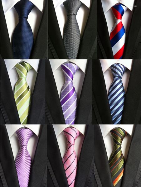 Acessórios para gravatas borboletas masculinas padrão listrado negócios gravata de seda rosa vermelho preto azul amarelo marinho roxo laranja verde gravatas