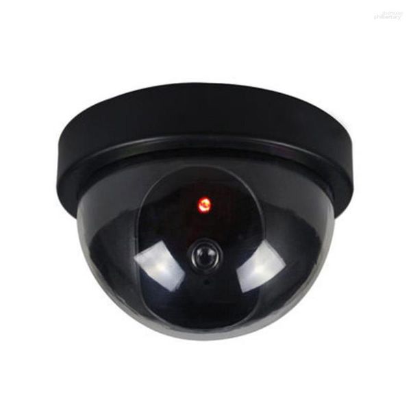 Telecamera di sicurezza CCTV finta per interni/esterni fittizia in plastica nera con luce LED rossa lampeggiante