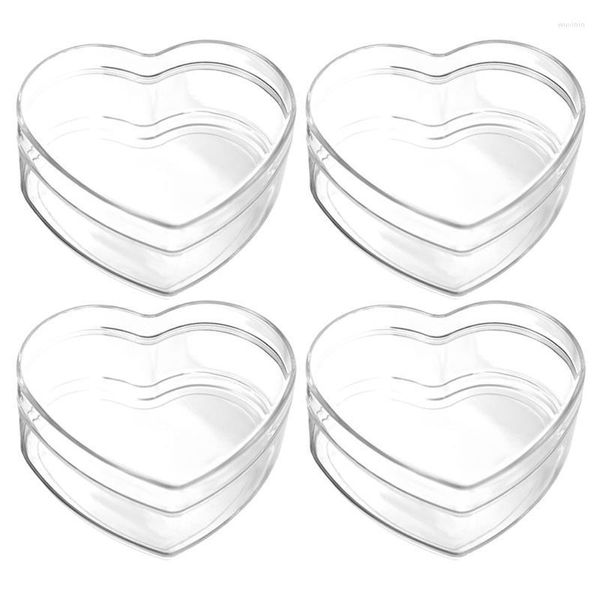 Confezioni regalo 4 pezzi Scatole di caramelle a forma di cuore Imballaggio di biscotti in plastica trasparente per forniture per baby shower per feste di nozze