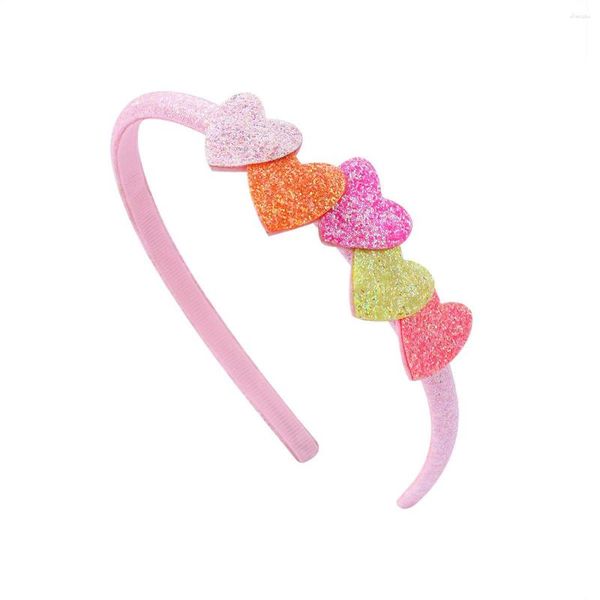 Acessórios de cabelo por atacado 10 pçs Glitter Pastel Heart Hairbands Cartoon Hard Headbands Fashion Headwear Boutique Para Meninas