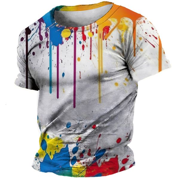 Erkek Tişörtler Erkekler T-Shirt 3D Graffiti Baskı Hip Hop Harajuku Yaz Moda O boyun boyun kısa kollu Sokak Giyim T-Shirt Modeli büyük boy üst 230620
