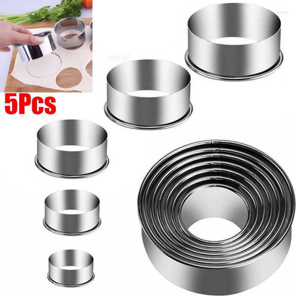 Backformen 5 teile/satz Edelstahl Runde Cookie Keks Schneider Kreis Gebäck Metall Ring Formen Für Küche DIY Form