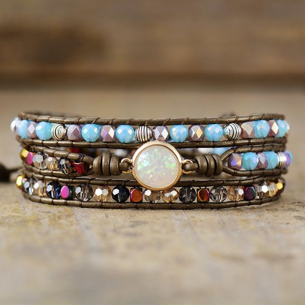 Bangle Mudery Bling Crystal Laste Center Center Cone Multlayers Bracelet Bracelet Teengirls Boho-Chic Кожаные украшения 230620