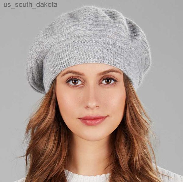 Yeni Kadın Bej Siyah Beralar Moda düz renkli yün örgü Beraları bayanlar Beanie Beret Kapağı Kış Sıcak Dokulu Bere Şapkası L230523