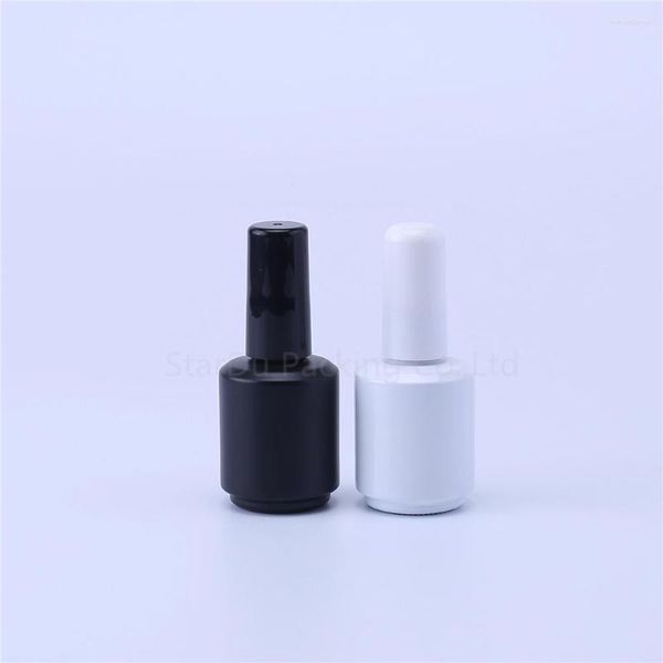 Vorratsflaschen 12 teile/los 15 ml Leere Schwarze Nagellack Flasche Kleine Pinsel Kunst Behälter Glas Öl