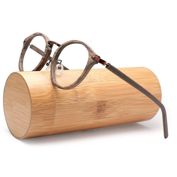 Brillengestell aus Acetat, verschreibungspflichtiges Brillengestell für Damen und Herren, Holzmaserung, optische Gläser, klare Gläser, mit Etui BTBC06 230621