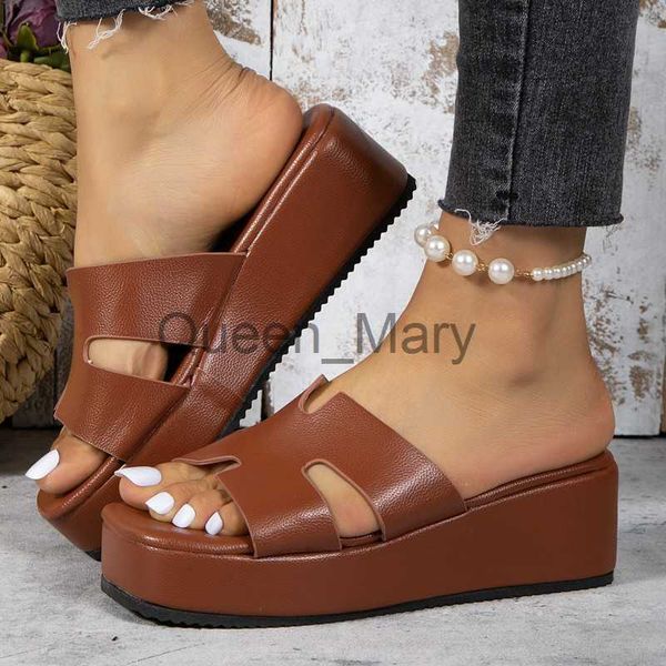 Hausschuhe 2023 Heiße Schuhe für Frauen Plattform Damen Hausschuhe Sommer Outdoor Walking Damen Büro Wedges Feste weibliche Fischmaulschuhe J230621