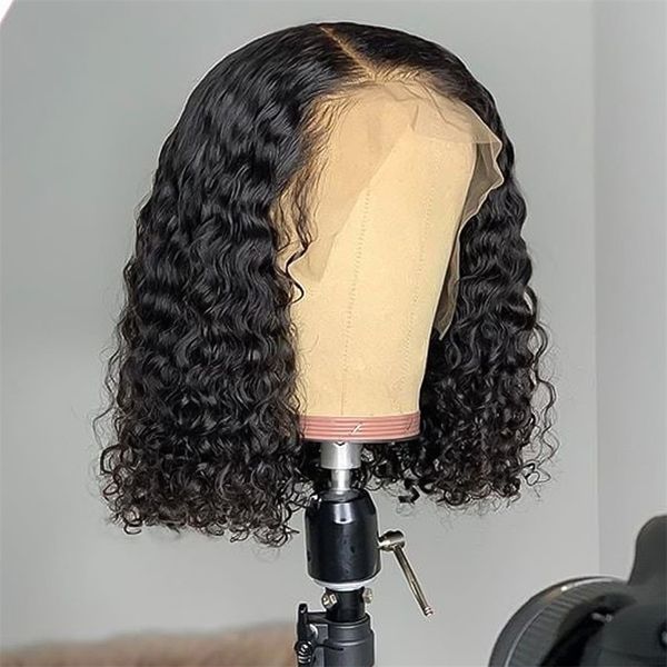 Кудрявый боб парик с кружевными париками для человеческих волос для женщин бразильские человеческие волосы прозрачные кружевные парик 13x4