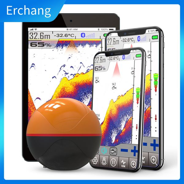 Fish Finder Erchang F68 Wireless Fish Finder Ecoscandaglio Ecoscandaglio a doppia frequenza Sonar Trasduttore di allarme Fishfinder IOS Android con GPS 230620