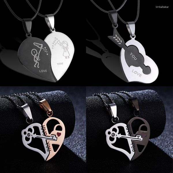 Anhänger Halsketten Rinhoo Paare Halskette Schmuck Gebrochenes Herz Edelstahl Gravur „Love You“ Anhänger Familienliebhaber