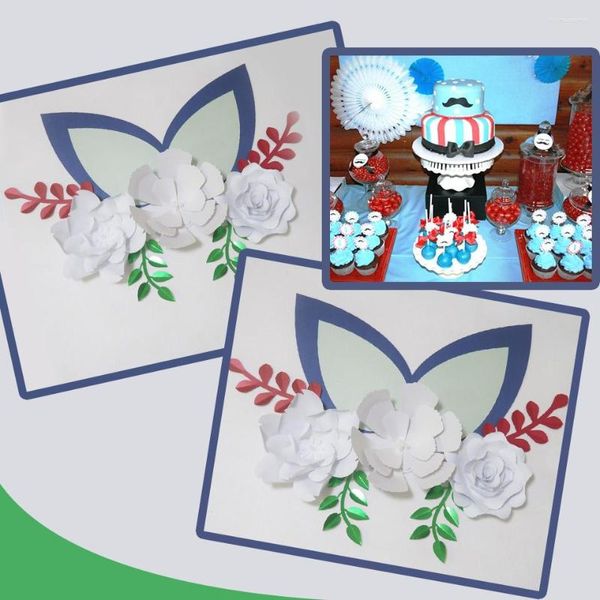 Flores decorativas Cartolina branca DIY Folhas de papel Conjunto de orelhas para eventos de casamento Cenários Decorações de decoração de parede de berçário Tutoriais em vídeo