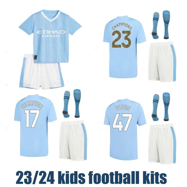 2023 HAALAND camisas de futebol MANS CIDADES crianças kits de futebol DE BRUYNE FODEN 23 24 NOVO camisa de futebol GREALISH STERLING MAHREZ camisa de futebol chandal futbol moletom