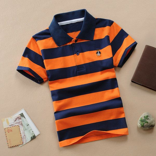 Camisas Infantis Jargazol Baby Boy Sports Polo Shirts Summer Short Sleeve Shirt Teenagers Boys Chemise Cotton Stripes Camisa Polo Kids Costume 230620