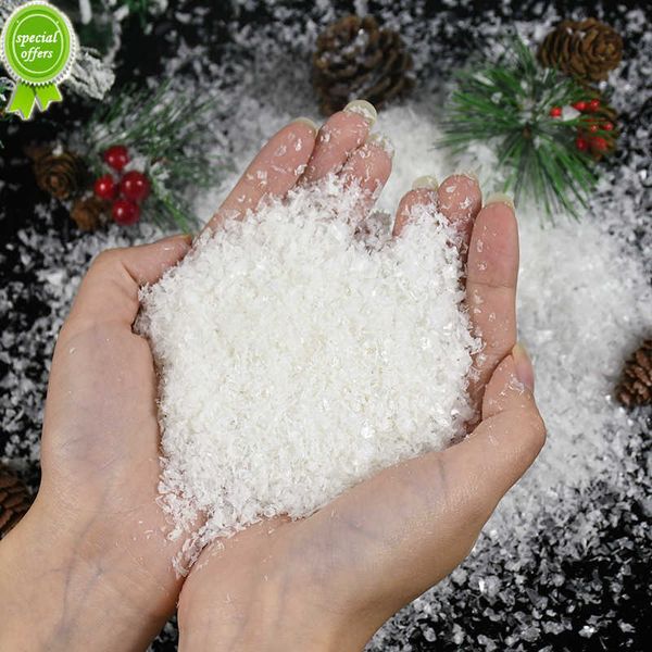 Novo 50g/saco Neve Artificial Decoração de Natal para Enfeites de Árvore de Natal em Casa Plástico Pó de Neve Seca DIY Fornecimento de Festa de Aniversário para Crianças