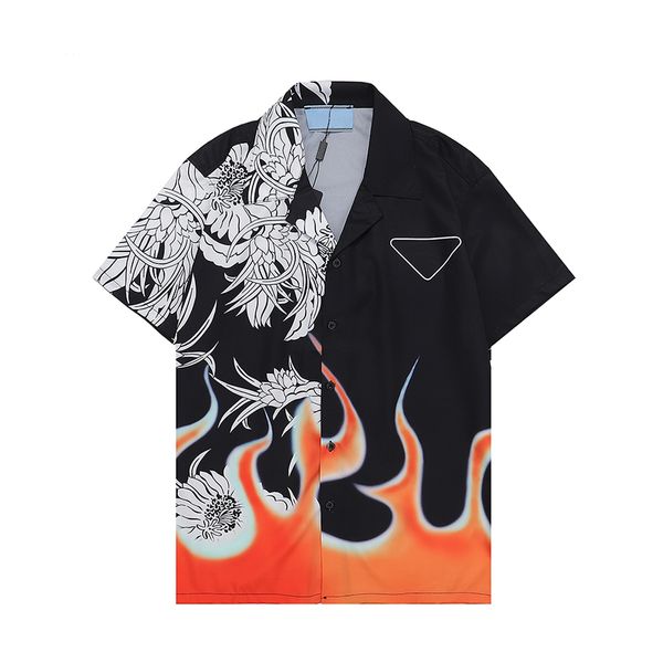 Дизайнерская рубашка Мужские рубашки на рубашках для печати боулинг рубашка фейерверки повседневные рубашки мужчины с коротким рукавом платье с коротким рукавами гавайская футболка CJD2306212